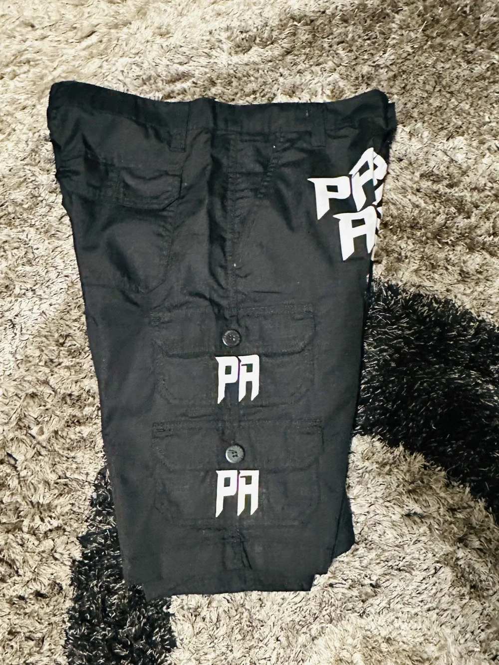 Parish Adore Black Graphic Cargo Shorts